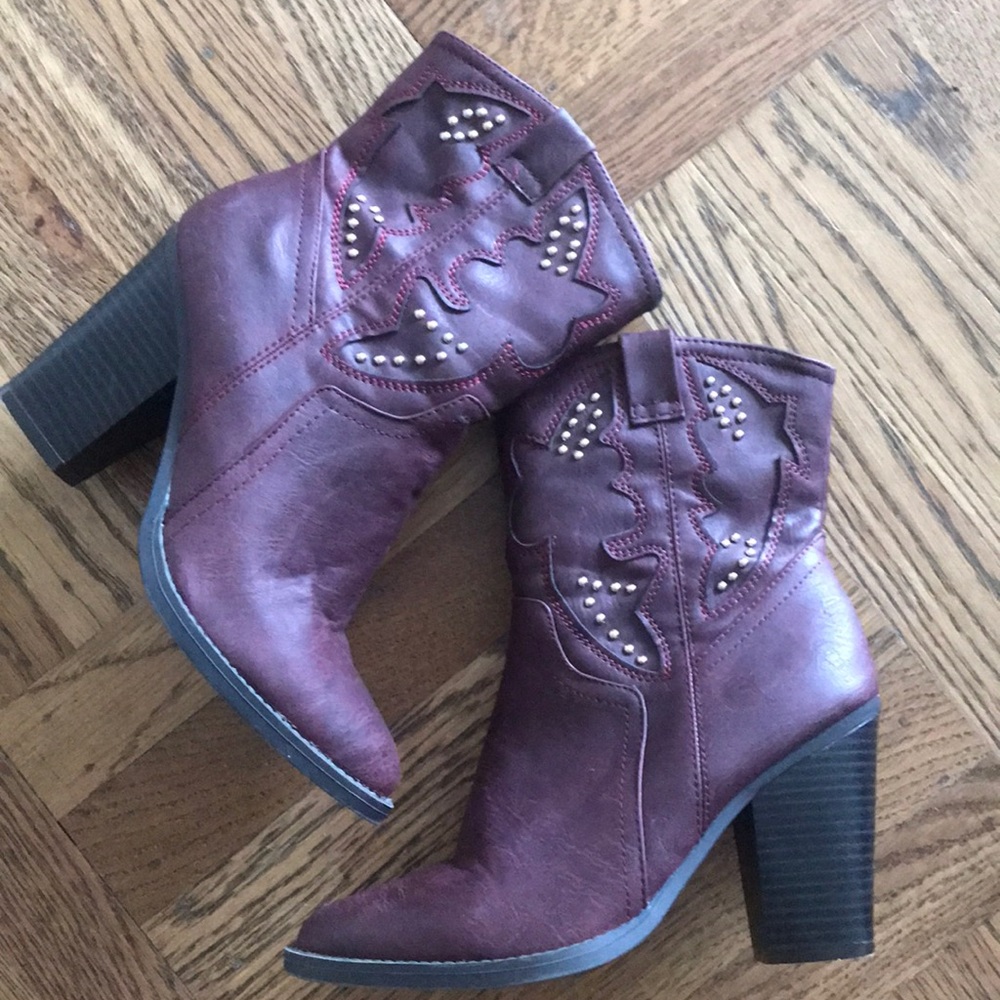 Burgundy booties